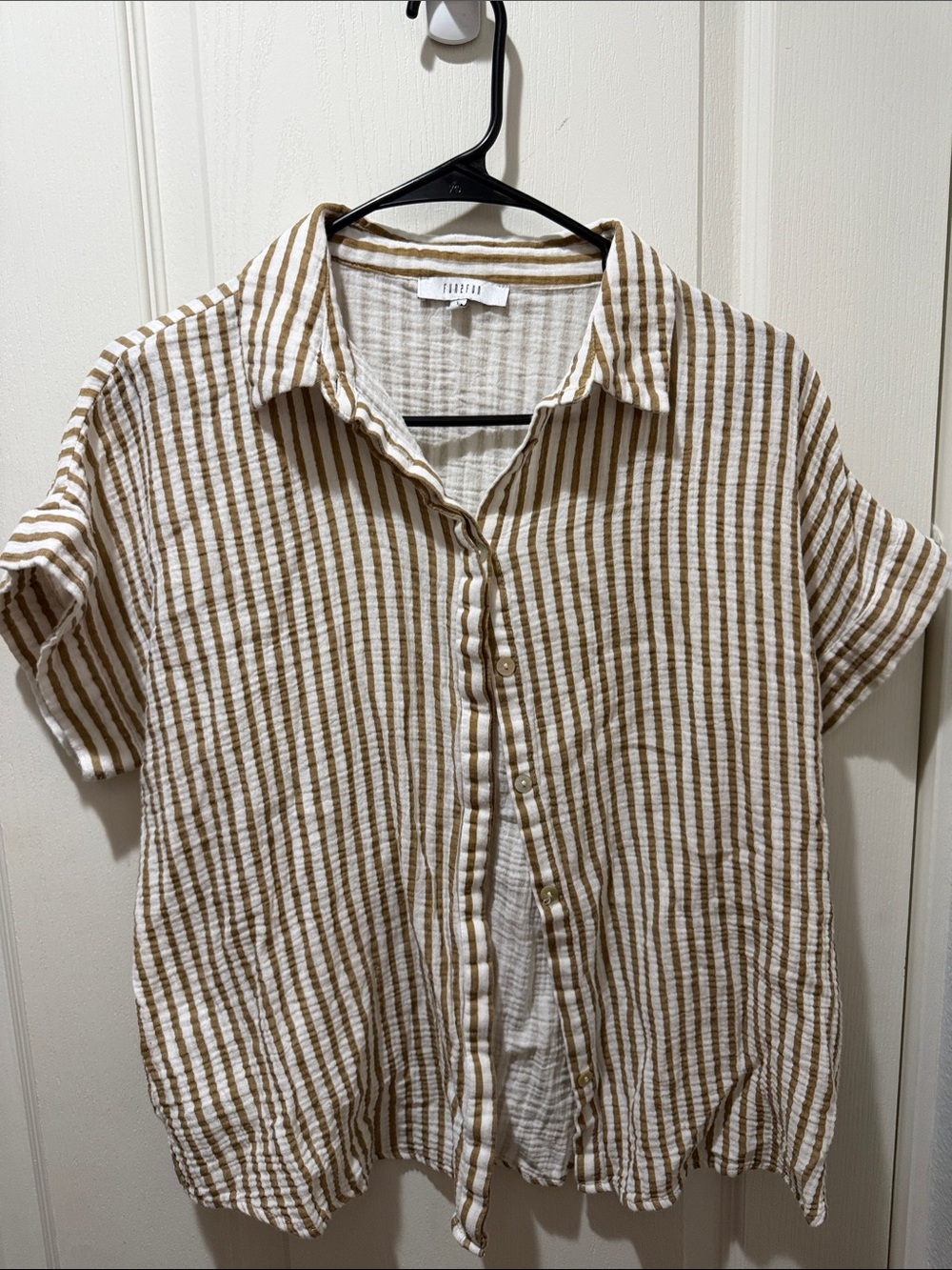 fun 2 fun Cream and Brown Striped Button-Down Shirt